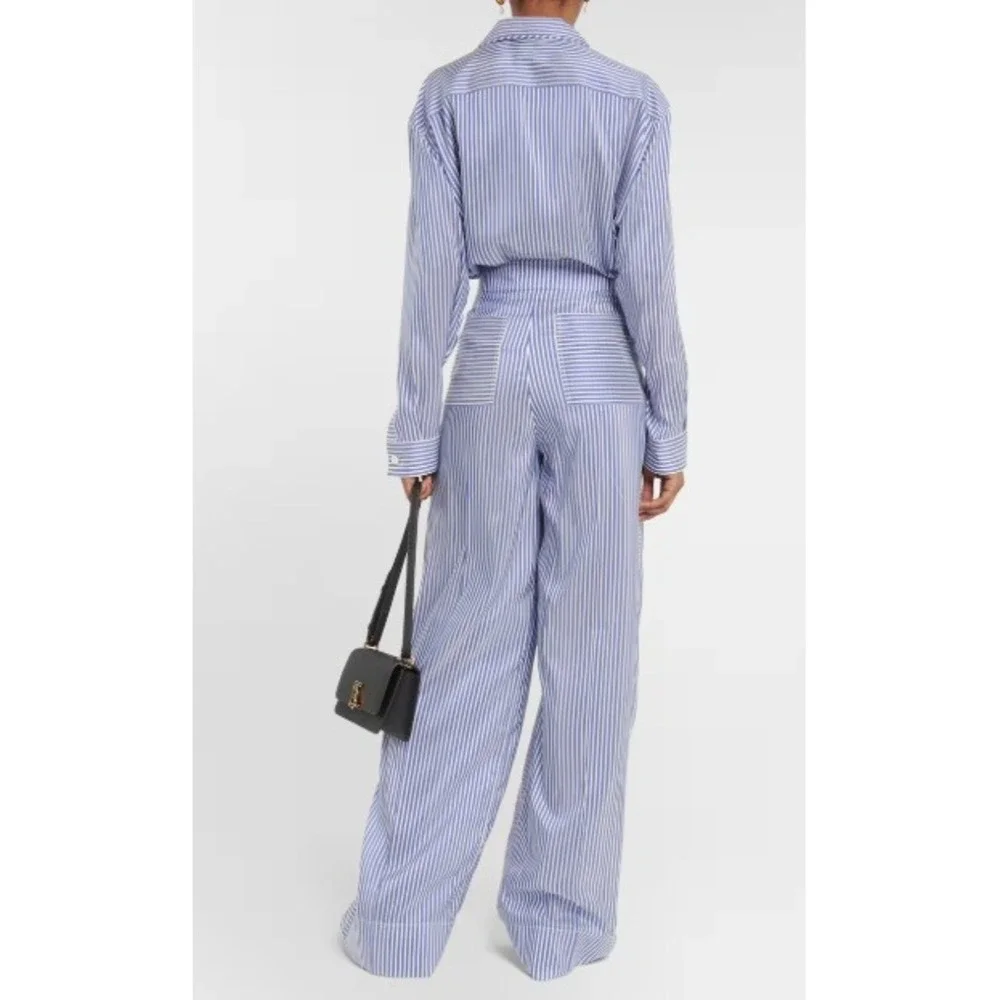 Burberry Striped High-Rise Silk‎ Wide-Leg Pants Size 4 - Picture 4 of 8